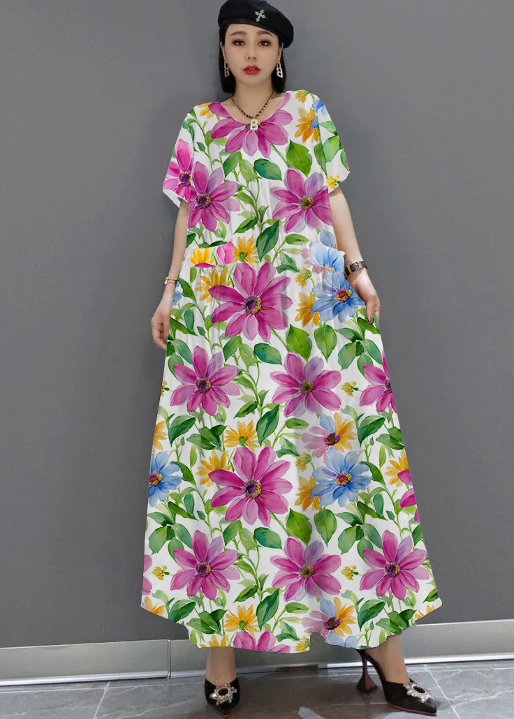 Women's Maxi Dress Loose O-Neck for Summer Style