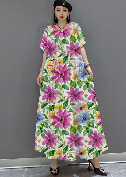 Women's Maxi Dress Loose O-Neck for Summer Style