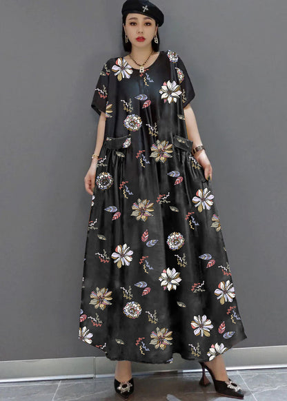 Women's Maxi Dress Loose O-Neck for Summer Style