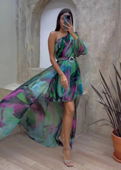 Women's Maxi Dress Off-Shoulder Floral Print Polyester