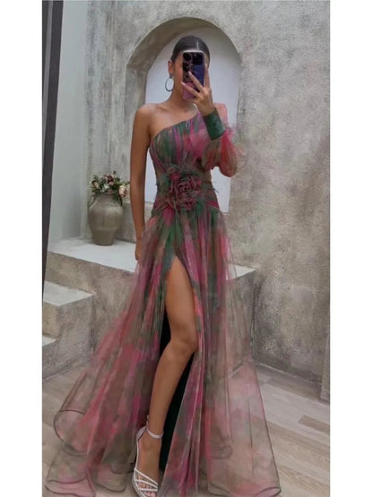 Women's Maxi Dress Off-Shoulder Floral Print Polyester