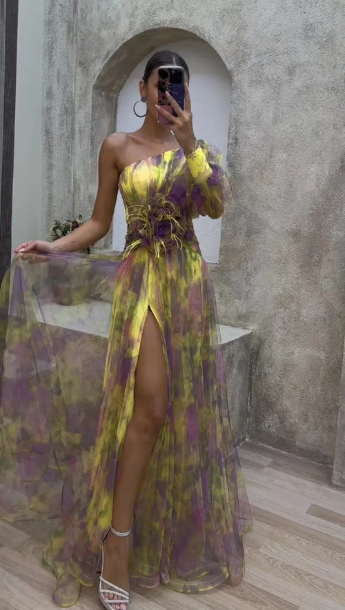 Women's Maxi Dress Off-Shoulder Floral Print Polyester