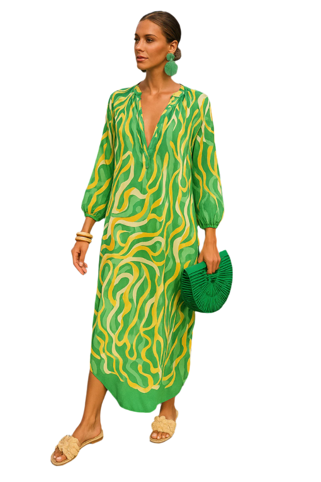 Women's Maxi Dress Oversized With Deep V-Neck Summer