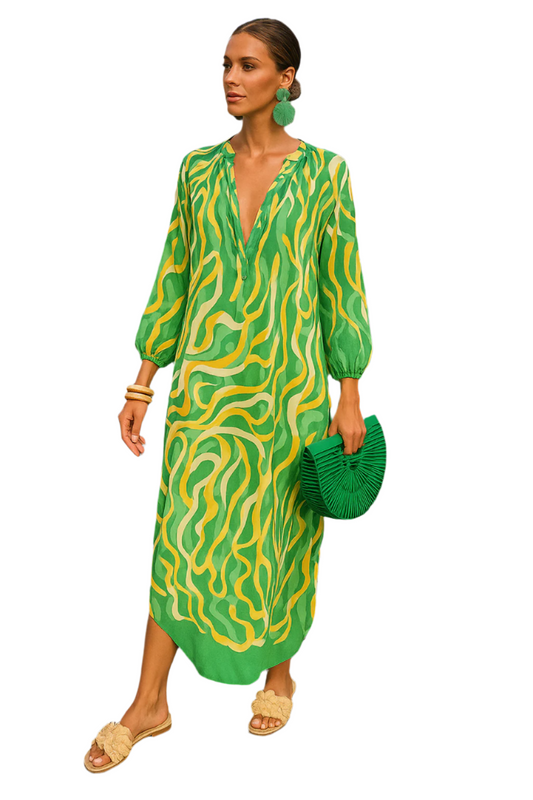 Women's Maxi Dress Oversized With Deep V-Neck Summer