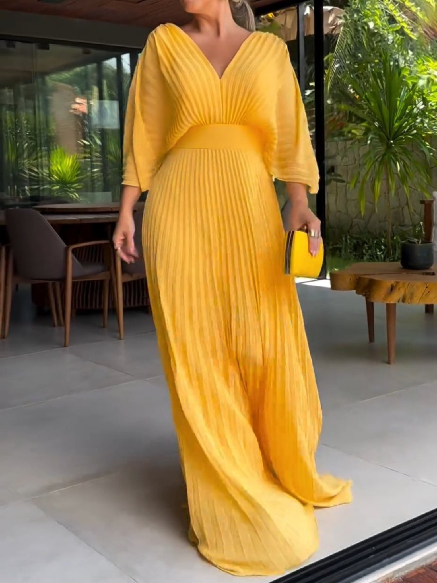Women's Maxi Dress Pleated Polyester for Summer