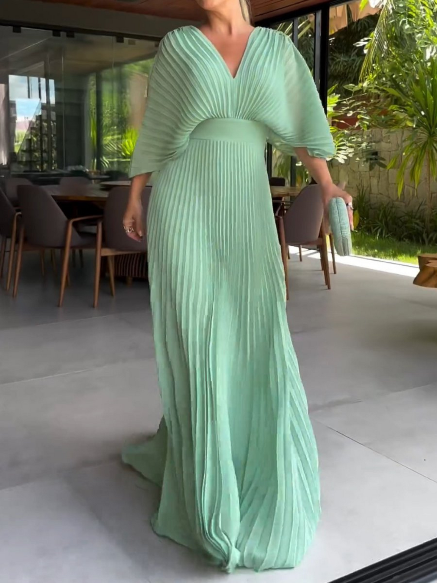 Women's Maxi Dress Pleated Polyester for Summer