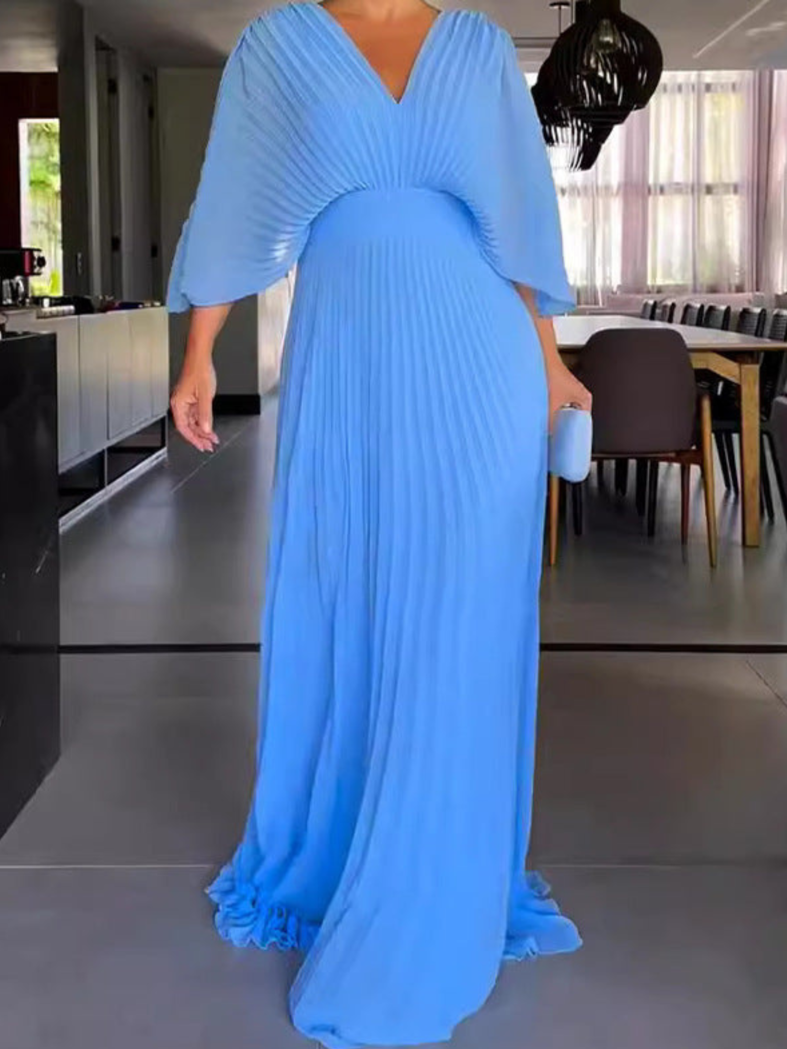 Women's Maxi Dress Pleated Polyester for Summer