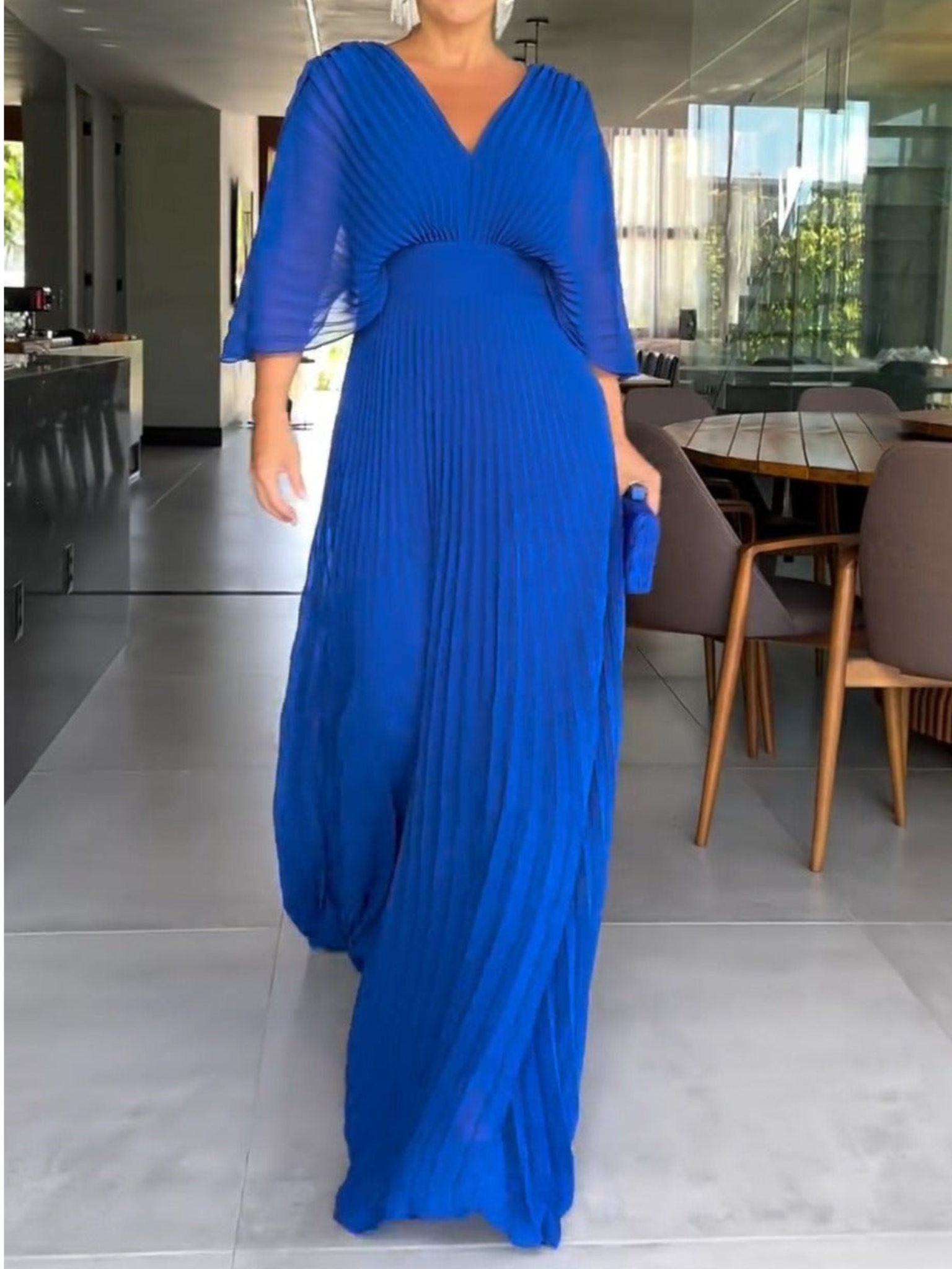 Women's Maxi Dress Pleated Polyester for Summer