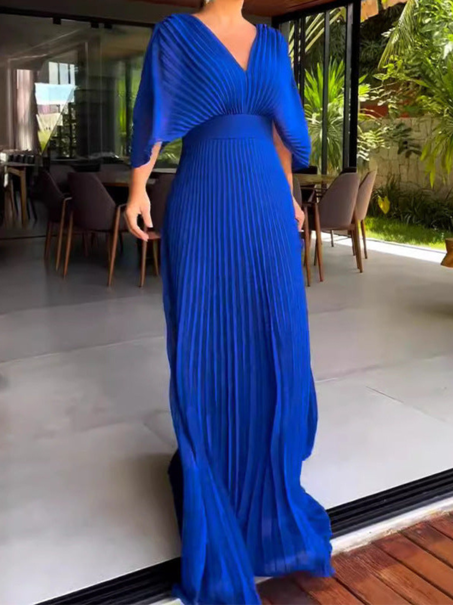 Women's Maxi Dress Pleated Polyester for Summer