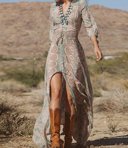 Women's Maxi Dress Vintage Style Cotton Long Summer Dress