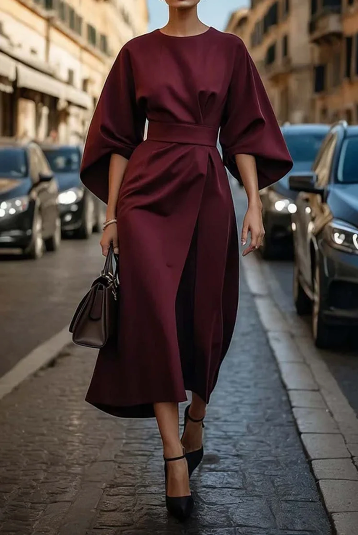 Women's Maxi Dress With Belt Breathable For Summer Long Dress