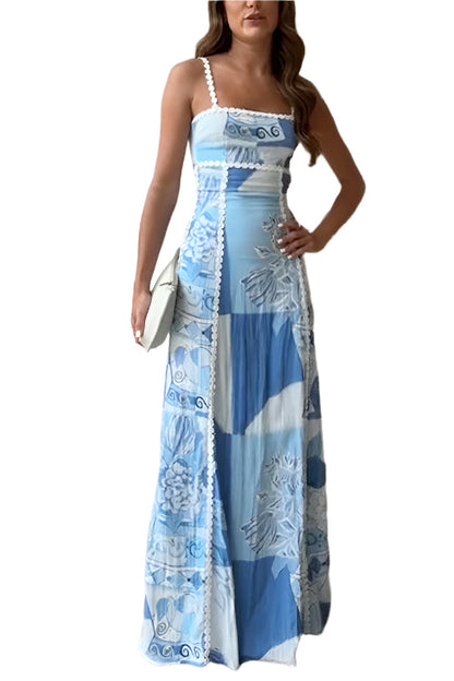 Women's Maxi Dress With Bow Back Printed Soft Fabric for Summer