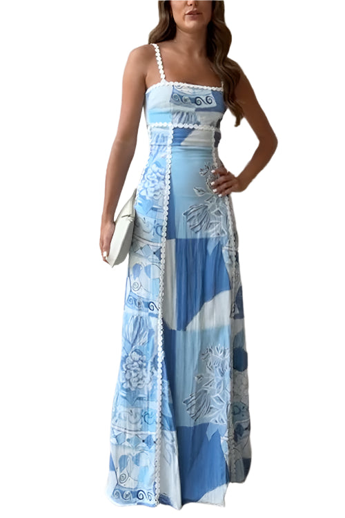 Women's Maxi Dress With Bow Back Printed Soft Fabric for Summer