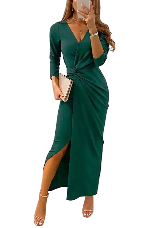 Women's Maxi Dress Wrapped with V-neckline