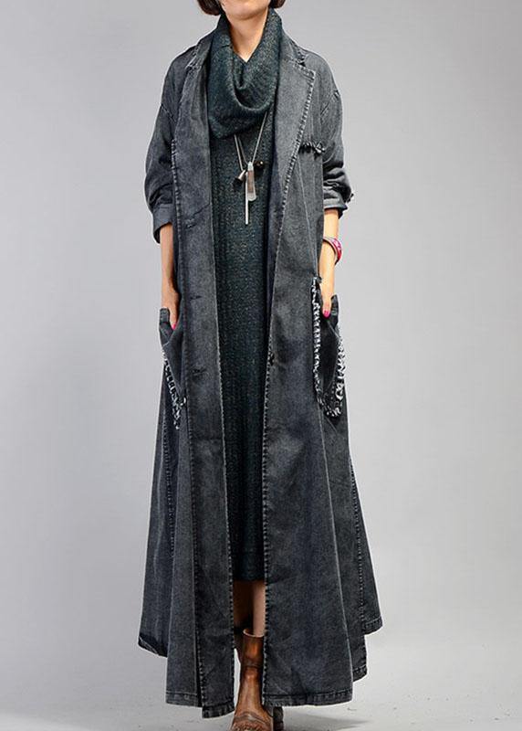 Women's Maxi Jacket Notched Style with Large Pockets