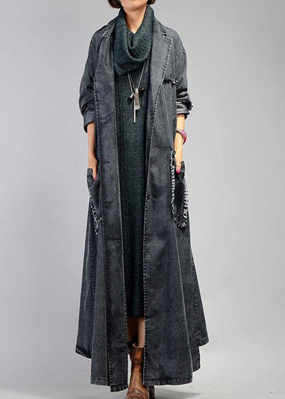 Women's Maxi Jacket Notched Style with Large Pockets