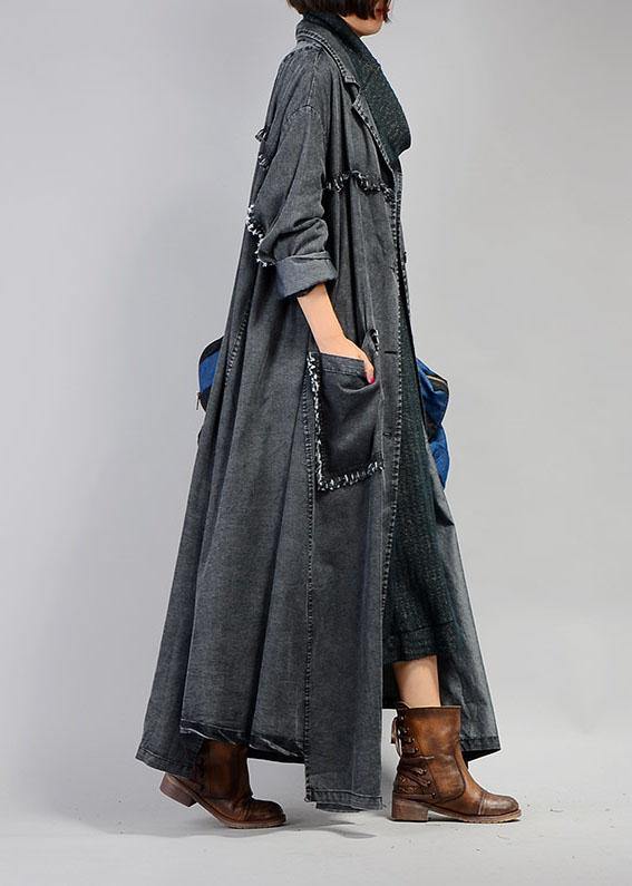 Women's Maxi Jacket Notched Style with Large Pockets