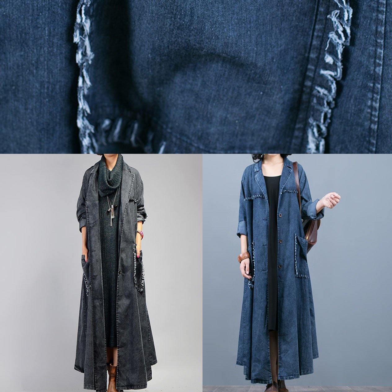 Women's Maxi Jacket Notched Style with Large Pockets