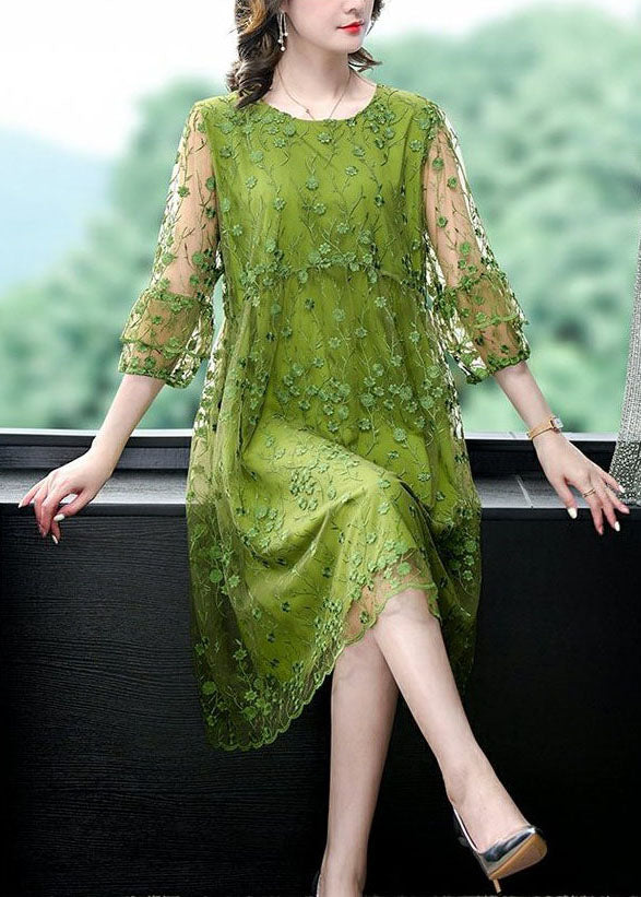 Women's Mid Dress with Embroidery and Tulle