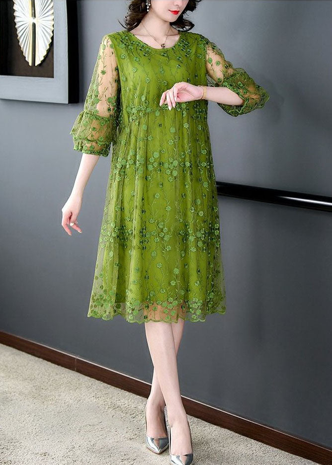 Women's Mid Dress with Embroidery and Tulle