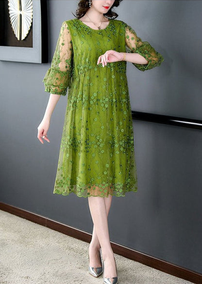 Women's Mid Dress with Embroidery and Tulle