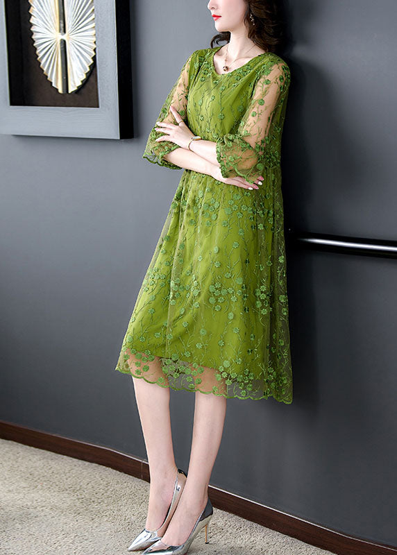 Women's Mid Dress with Embroidery and Tulle