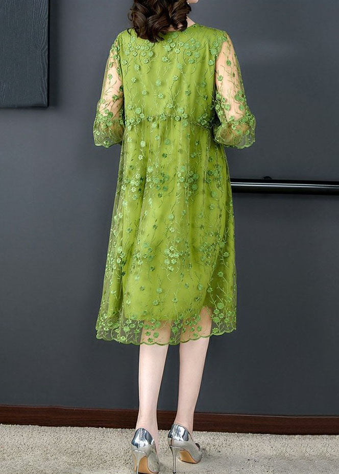 Women's Mid Dress with Embroidery and Tulle