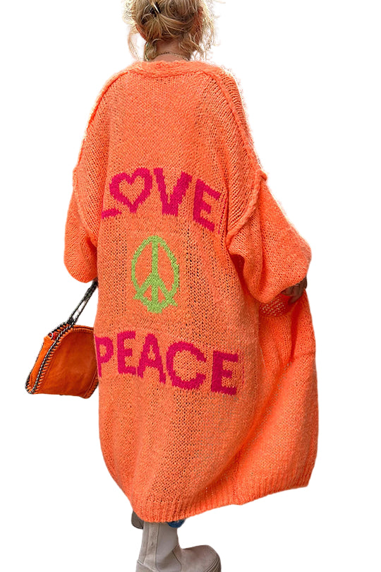 Women's Midi Cardigan with Print and Oversized Fit