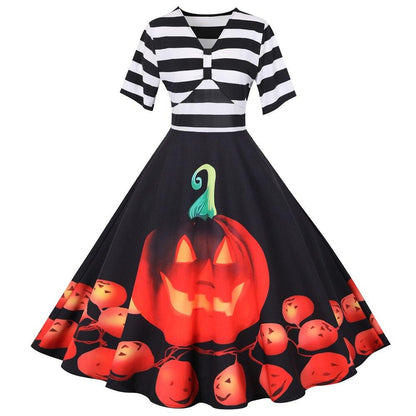 Women's Midi Costume Dress Retro with Kürbi Pattern High Quality Fabric