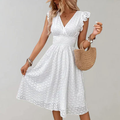 Women's Midi Dress Elegant Formal Style Airy Fabric