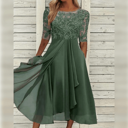 Women's Midi Dress Elegant Summer Style Airy Material for Wedding