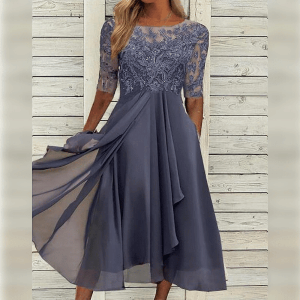 Women's Midi Dress Elegant Summer Style Airy Material for Wedding