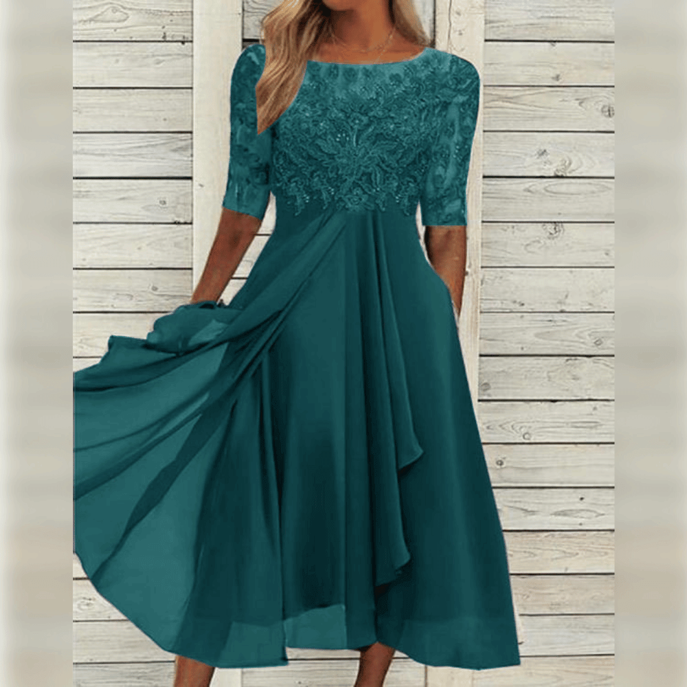 Women's Midi Dress Elegant Summer Style Airy Material for Wedding