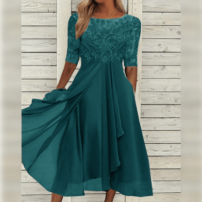 Women's Midi Dress Elegant Summer Style Airy Material for Wedding