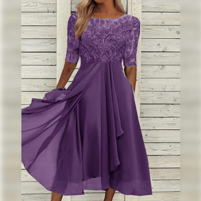 Women's Midi Dress Elegant Summer Style Airy Material for Wedding