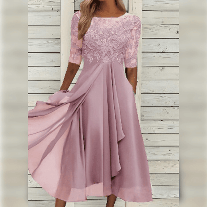 Women's Midi Dress Elegant Summer Style Airy Material for Wedding