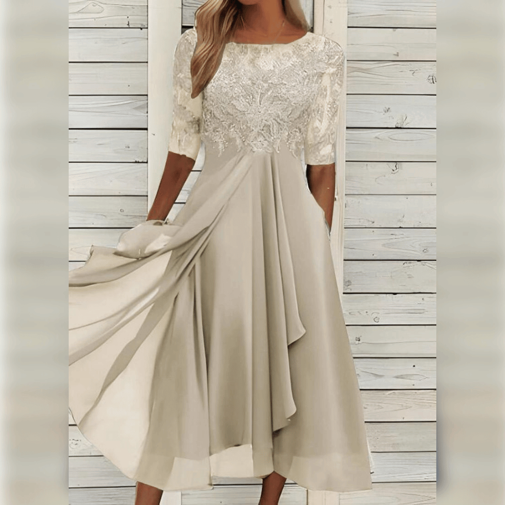 Women's Midi Dress Elegant Summer Style Airy Material for Wedding