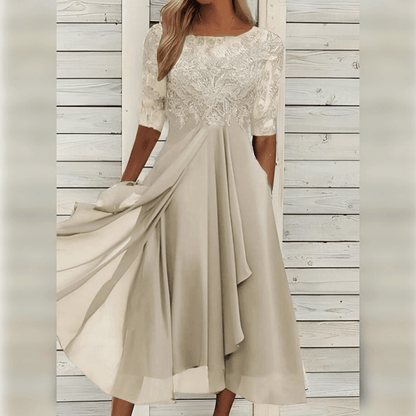 Women's Midi Dress Elegant Summer Style Airy Material for Wedding