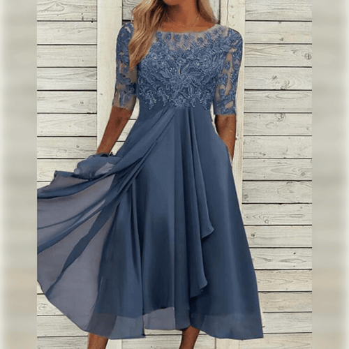Women's Midi Dress Elegant Summer Style Airy Material for Wedding