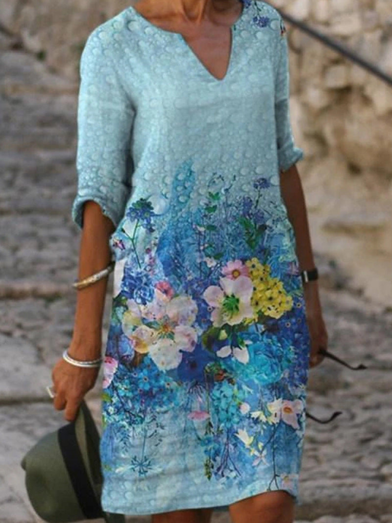 Women's Midi Dress Floral Print Casual Style