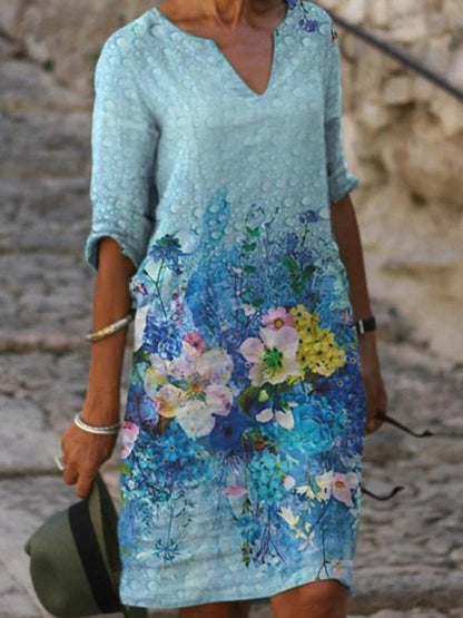Women's Midi Dress Floral Print Casual Style