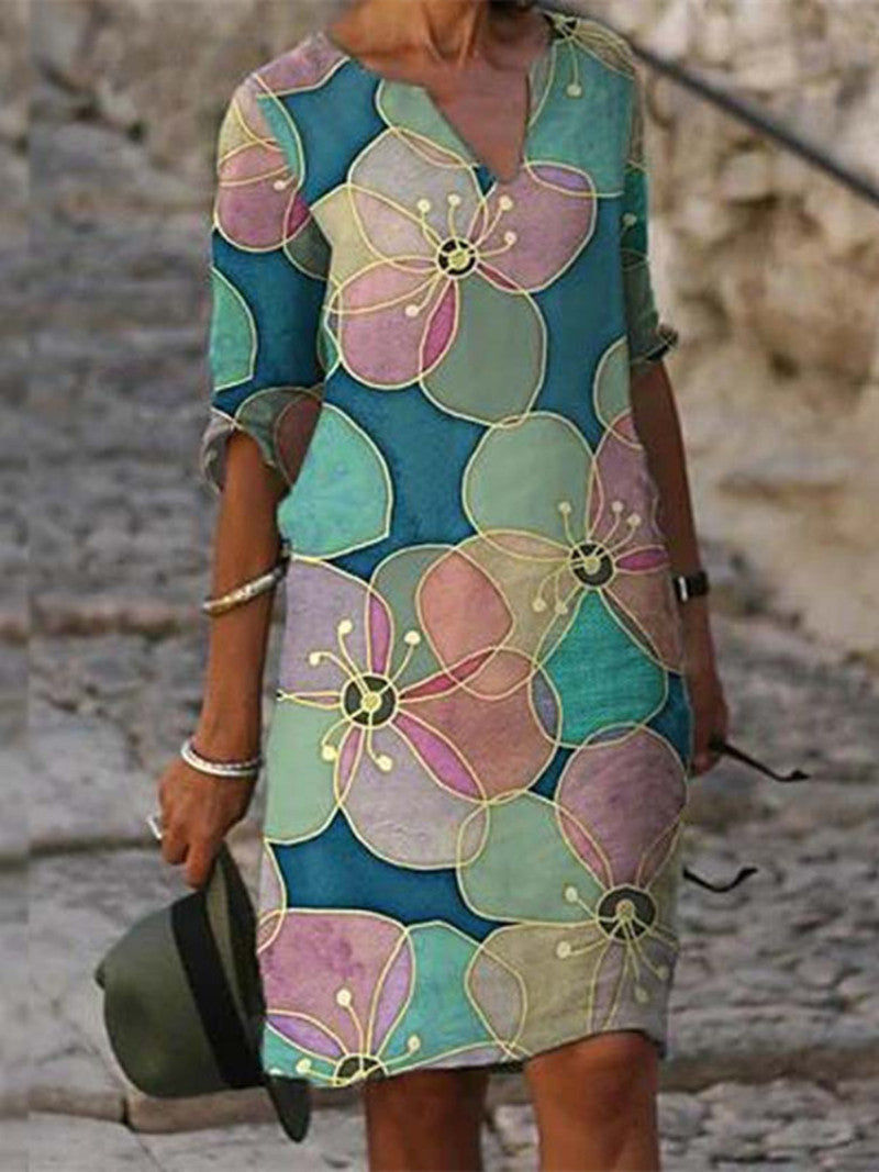 Women's Midi Dress Floral Print Casual Style