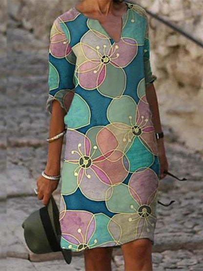 Women's Midi Dress Floral Print Casual Style