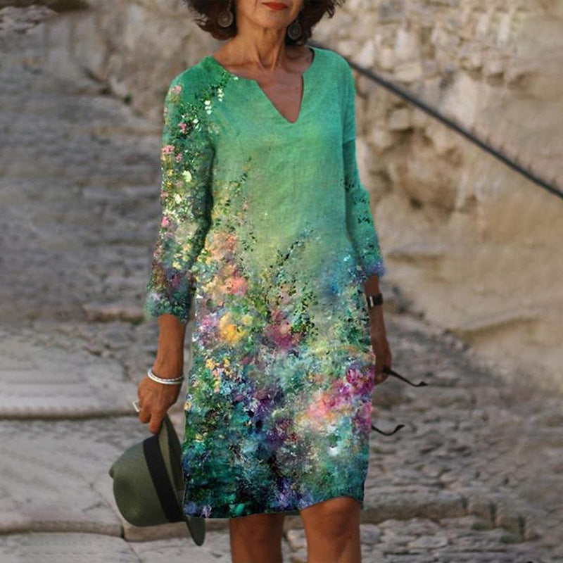 Women's Midi Dress Floral Print Casual Style