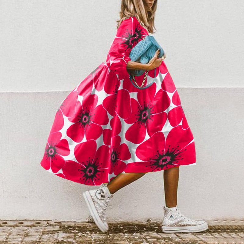 Women's Midi Dress Flowing Style Airy Material
