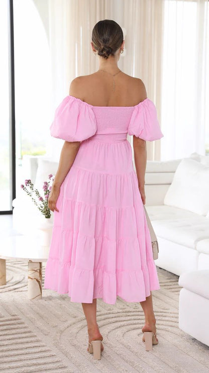 Women's Midi Dress Off-Shoulder Soft Breathable Fabric