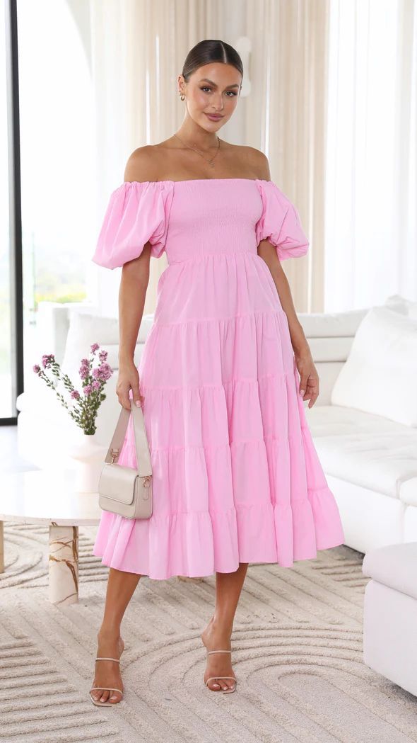 Women's Midi Dress Off-Shoulder Soft Breathable Fabric