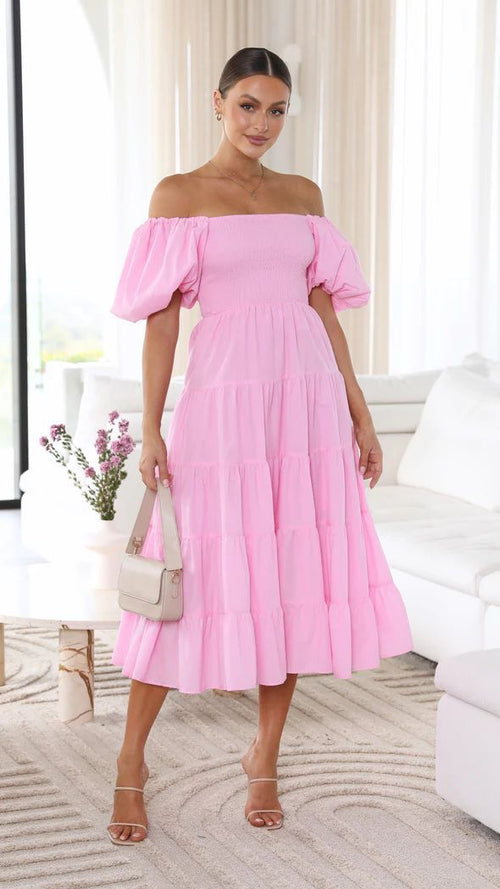 Women's Midi Dress Off-Shoulder Soft Breathable Fabric