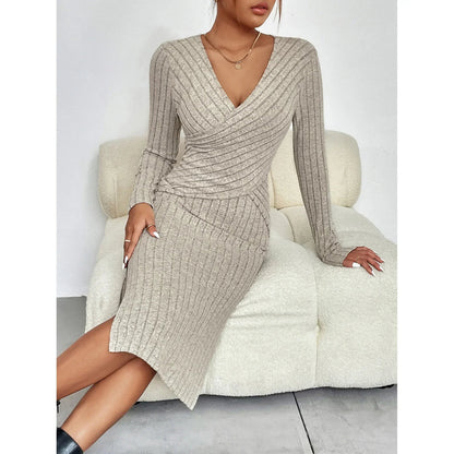 Women's Midi Dress Ribbed Elegant Fit High Quality Fabric