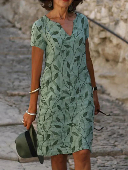 Women's Midi Dress Short Sleeves Breathable Material Summer Clothing Stylish